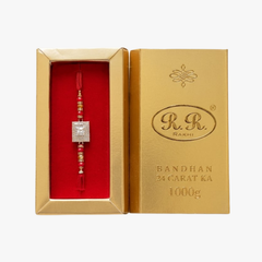 Square White Stone Rakhi