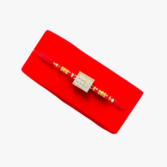 Square White Stone Rakhi 1