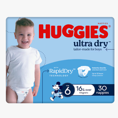 Ultra Dry Nappies Boys Size 6 (16Kg+) 30 Nappies - Huggies