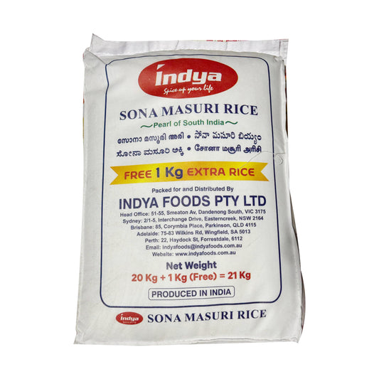 Sona Masoori Rice  20kg + 1kg Free 21kg - Indya