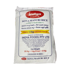 Sona Masoori Rice  20kg + 1kg Free 21kg - Indya