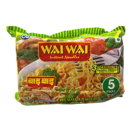 Wai Wai Veg Masala Flavoured Noodles 5 Pack 375g