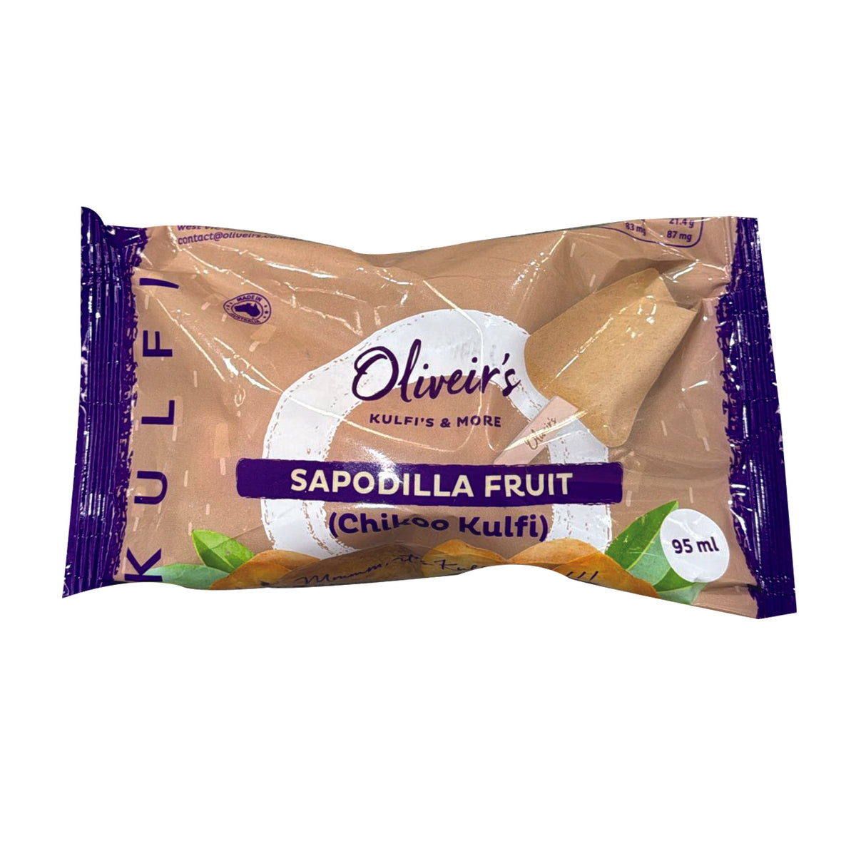 Sapodilla Fruit Chikoo Ice cream 95ml - Oliveir's