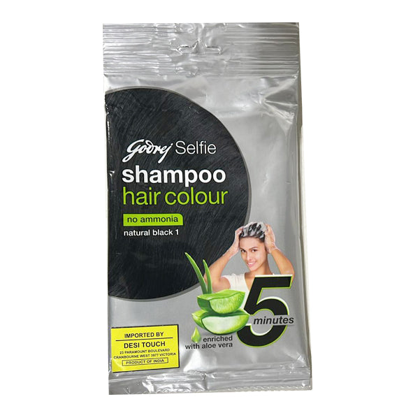 Shampoo Hair Colour (selfie) Natural Black 18g - Godrej