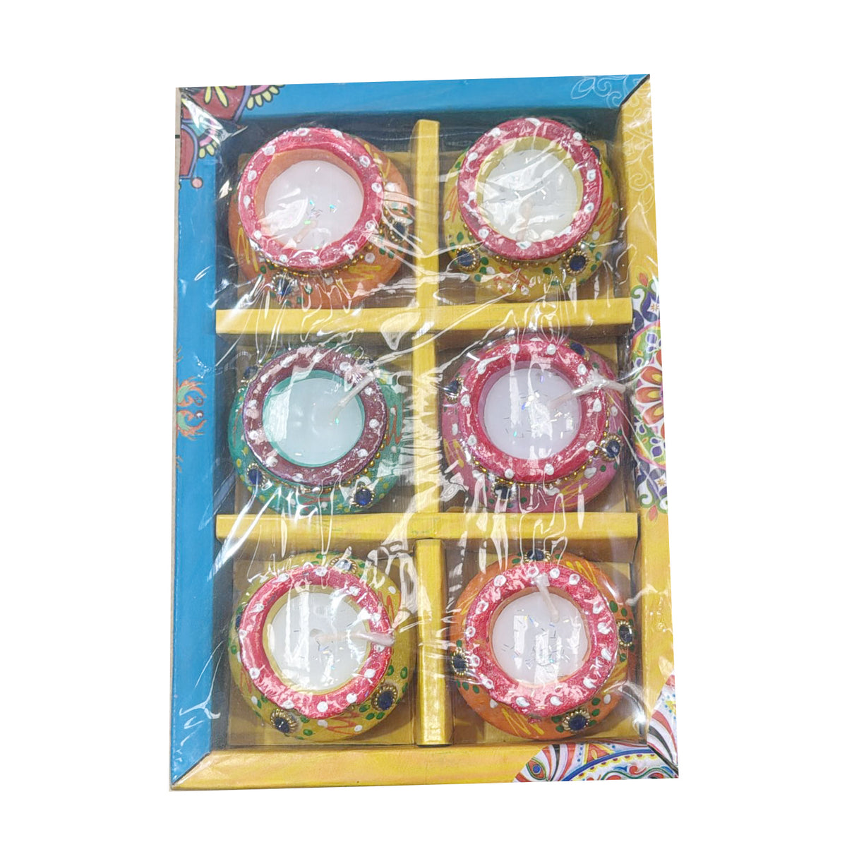 Diya Fancy Matki with Wax 6pcs (Design 2)  Sehaj