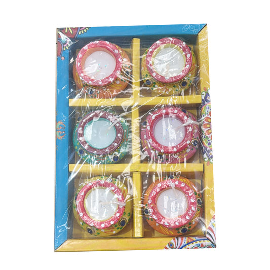 Diya Fancy Matki with Wax 6pcs (Design 2)  Sehaj