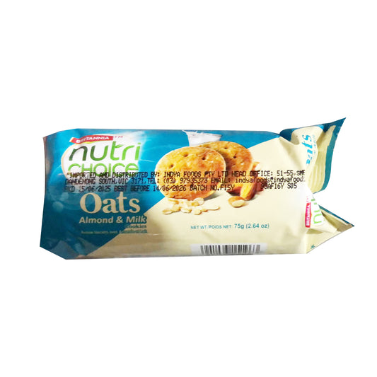 Nutri Choice Oats Almond & Milk 75g Biscuits - Britannia
