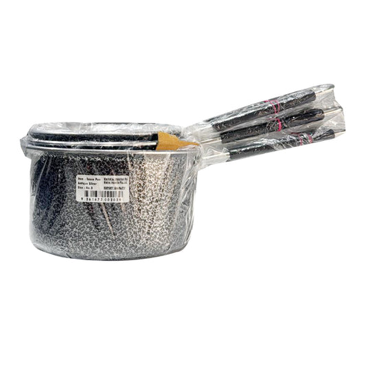 Set of 3 Sauce pan  Antique Silver (Black  Silver Color) - Nagina