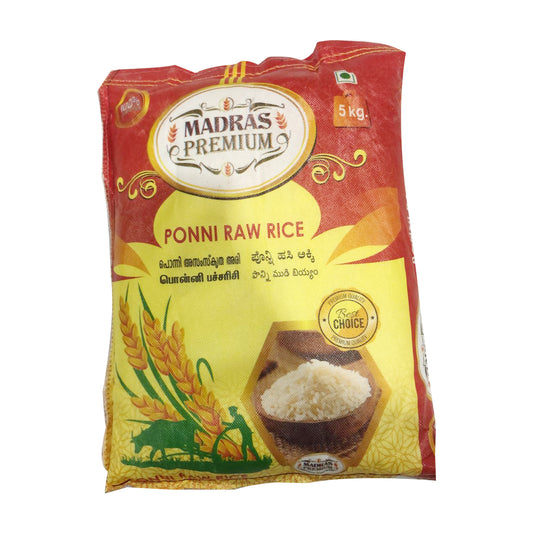 Ponni Raw Rice 5kg - Madras Premium
