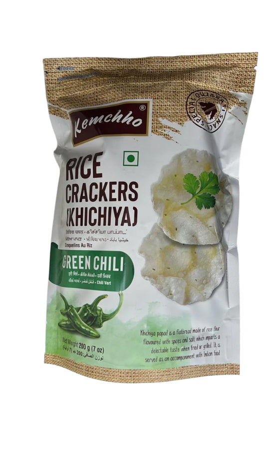 Green Chilli  Khichiya (Rice Crakers ) 200g - Kemchho