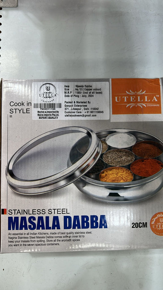 Stainless Steel Hammered Copper Color Masal Box - Utella