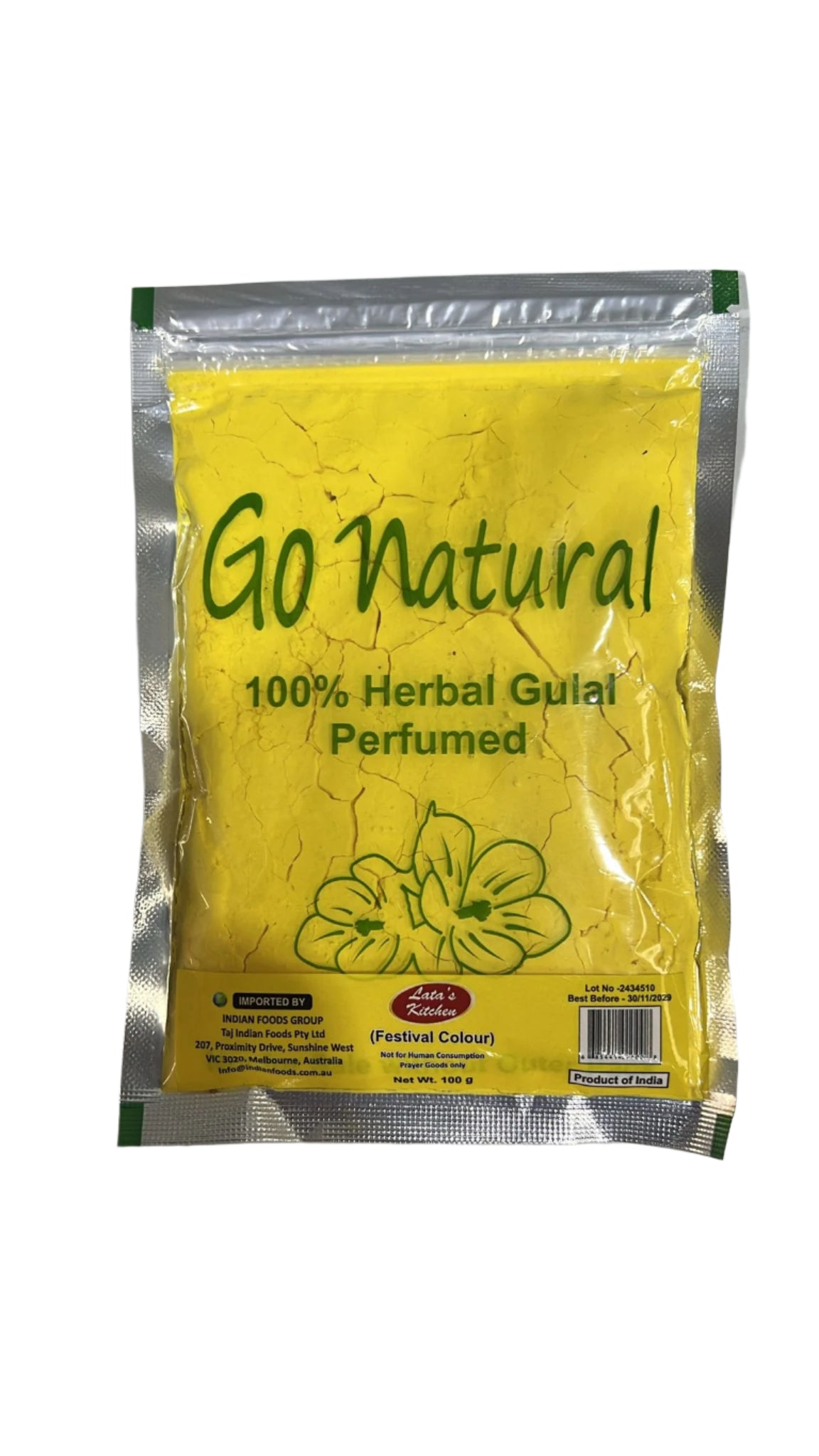 Holi Colors Herbal Yellow 100g - Go Natural