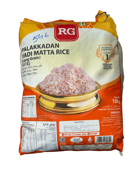 Palakkadan Vadi Matta  Rice 10kg - RG