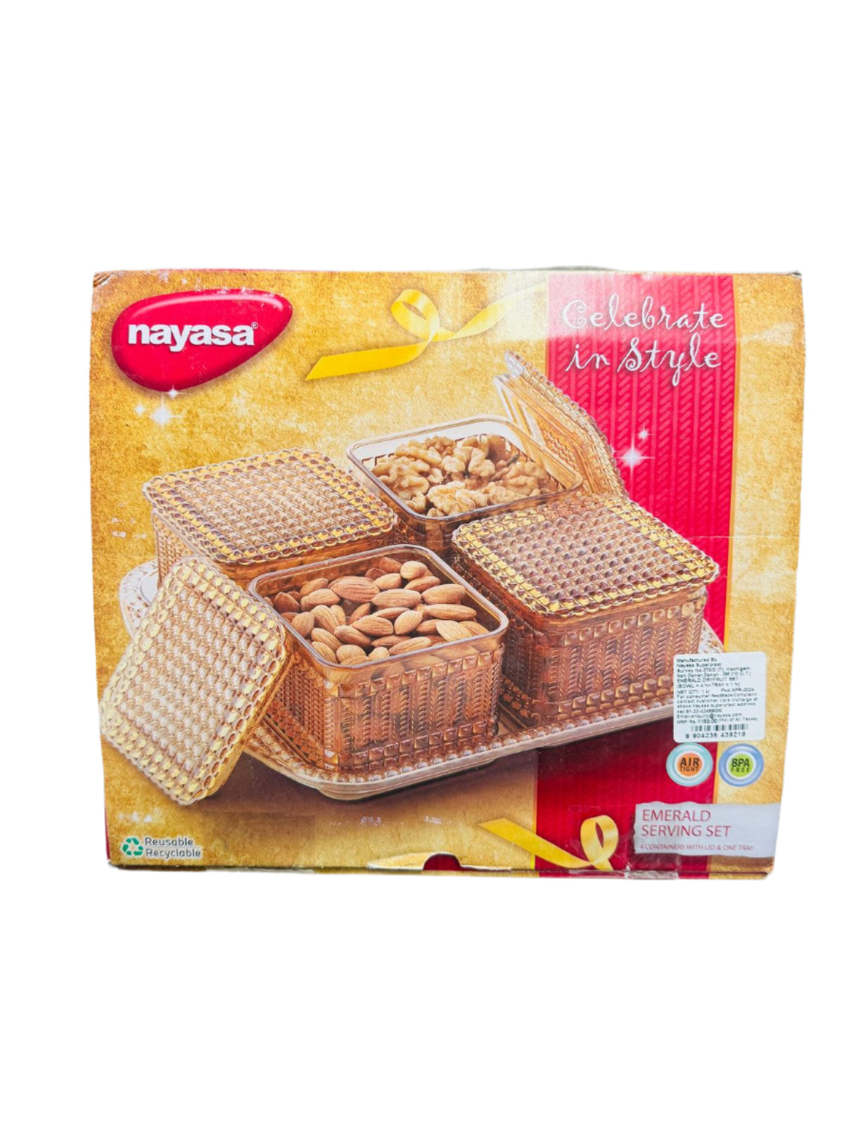 Emerald Dry Fruit 4 Portion Tray - Nayasa