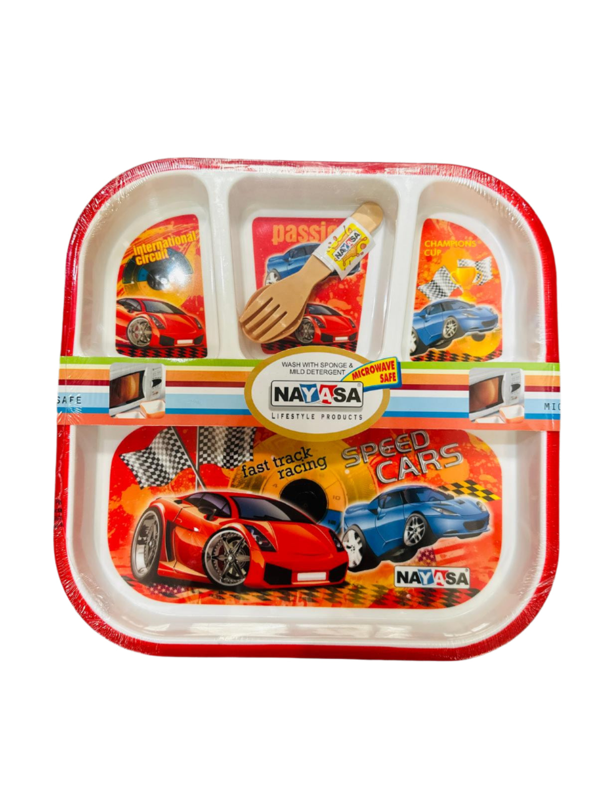 Kids 4 Portion Plate With Spoon & Fork- Nayasa