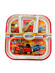 Kids 4 Portion Plate With Spoon & Fork- Nayasa
