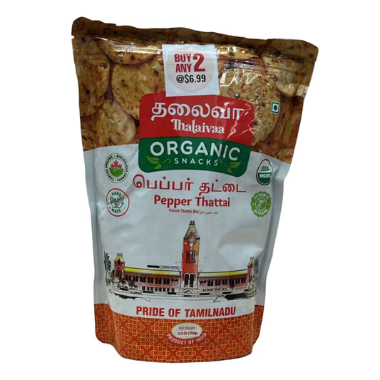 Thalaivaa Organic Snacks Pepper Thattai 150g - Tamilnadu