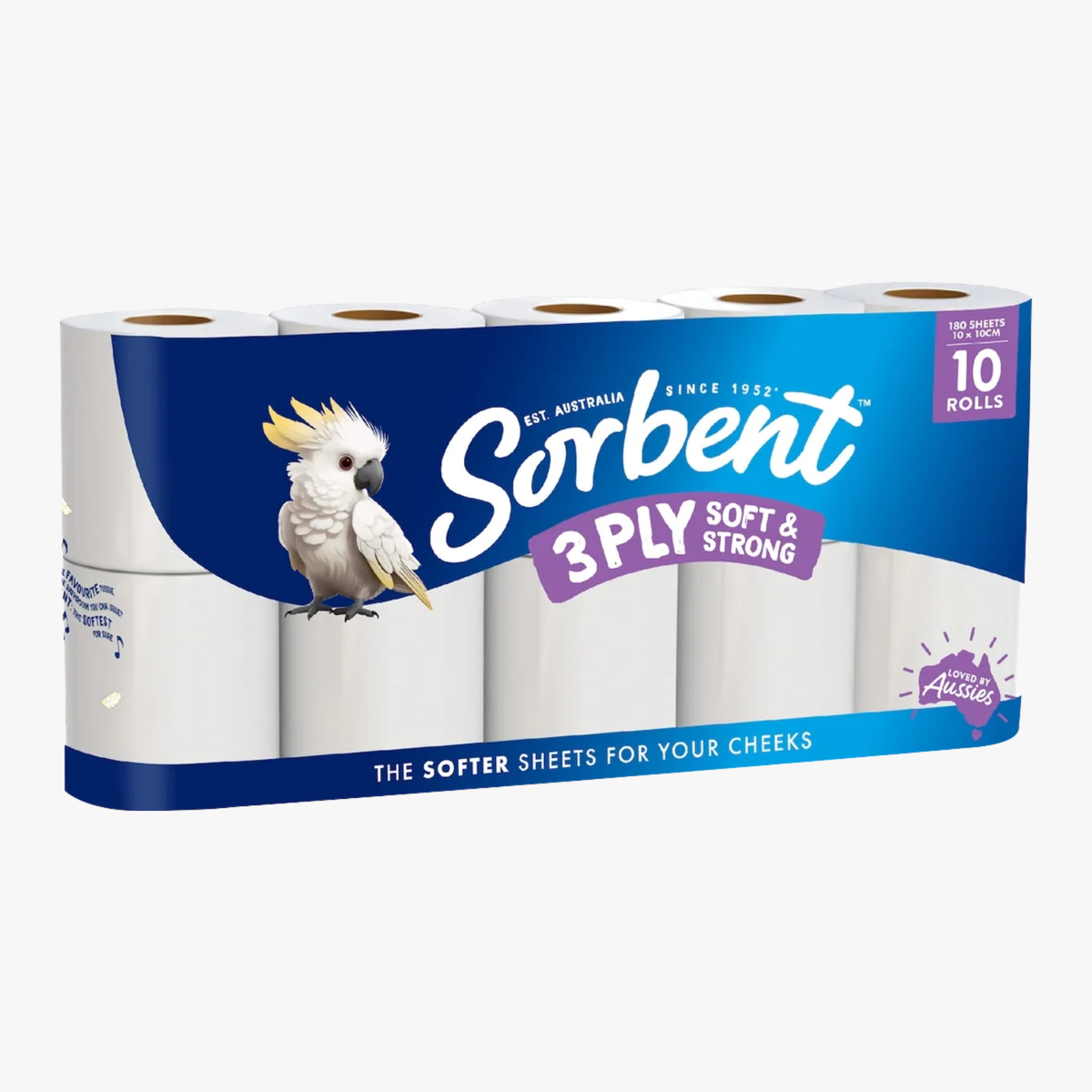 Soft and Strong 3 Ply Toilet Paper 10 Pack - Sorbent