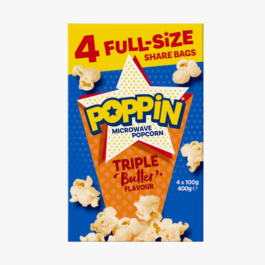 Triple Butter Microwave Popcorn 400g - Poppin