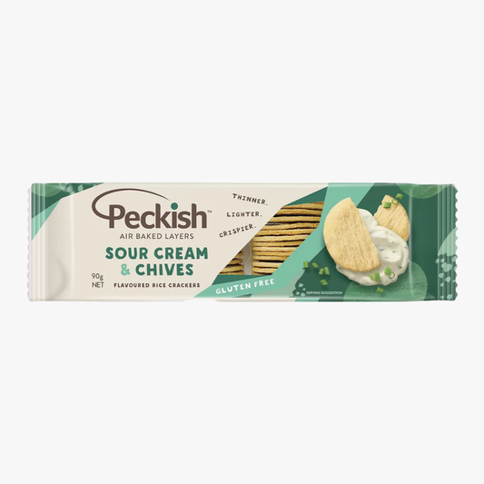 Sour Cream & Chives Rice Crackers 90g - Peckish