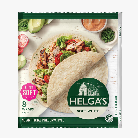 White Wraps 8 Pack 508g - Helga's