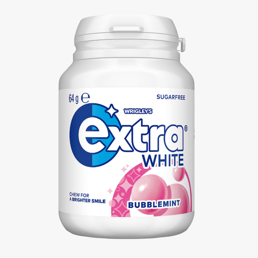 White Bubblemint Sugar Free Chewing Gum Bottle 64g - Extra