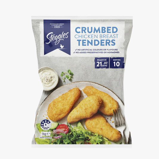 Frozen Classic Crumb Chicken Breast Tenders 1kg - Steggles