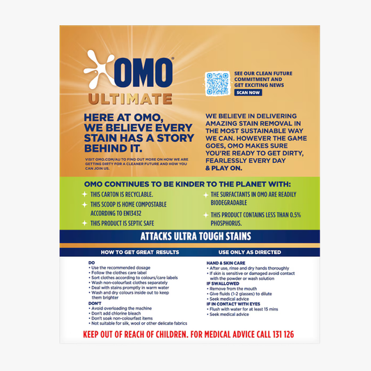 Ultimate Laundry Detergent Washing Powder 40 Washes (2 kg) - OMO