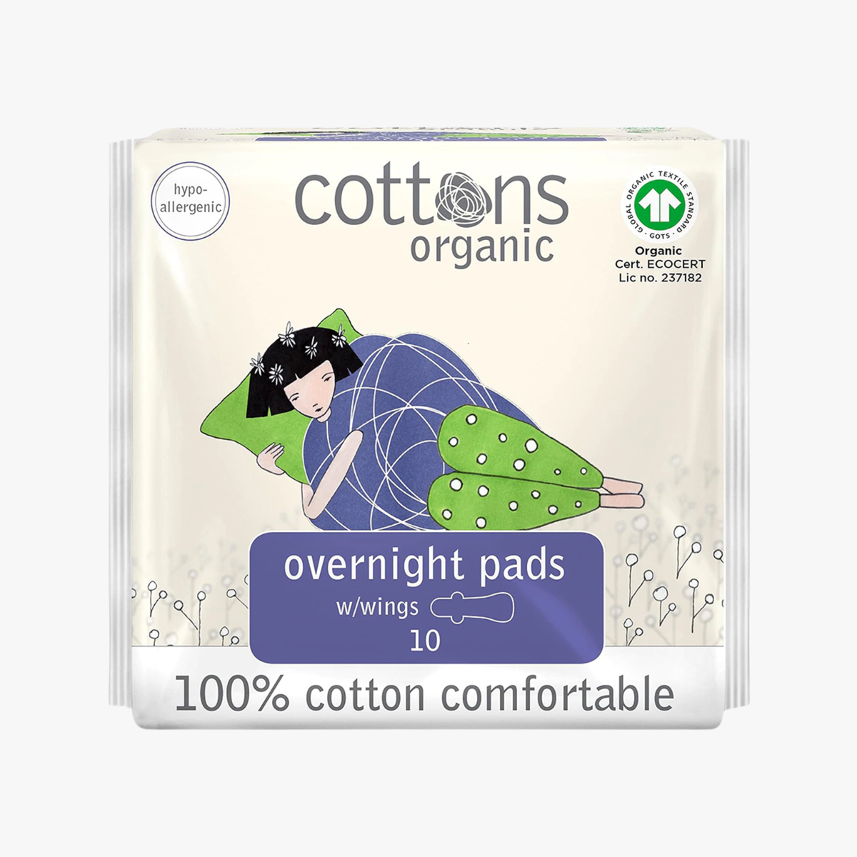 Overnight Sanitary Pads 10 Pack - Cottons Organic