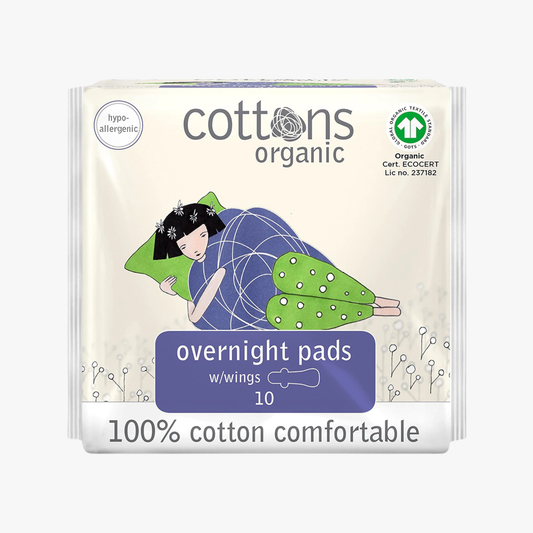 Overnight Sanitary Pads 10 Pack - Cottons Organic