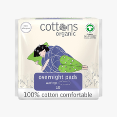Overnight Sanitary Pads 10 Pack - Cottons Organic