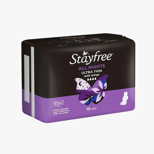Ultra Thin All Night Wing Sanitary Pads 10 Pack - Stayfree