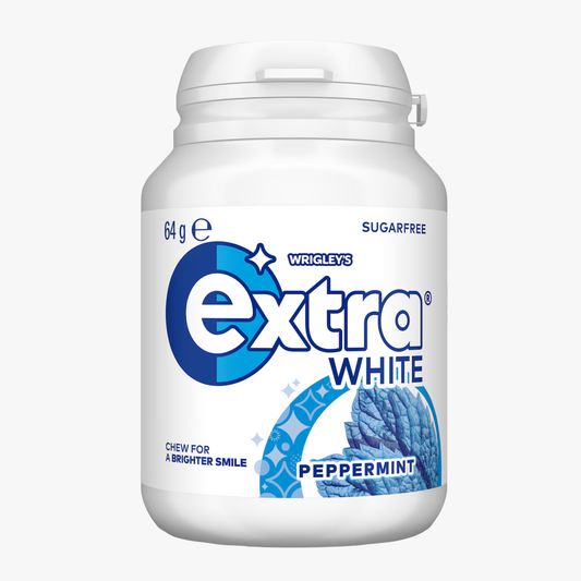 White Peppermint Sugar Free Chewing Gum Bottle 64g - Extra