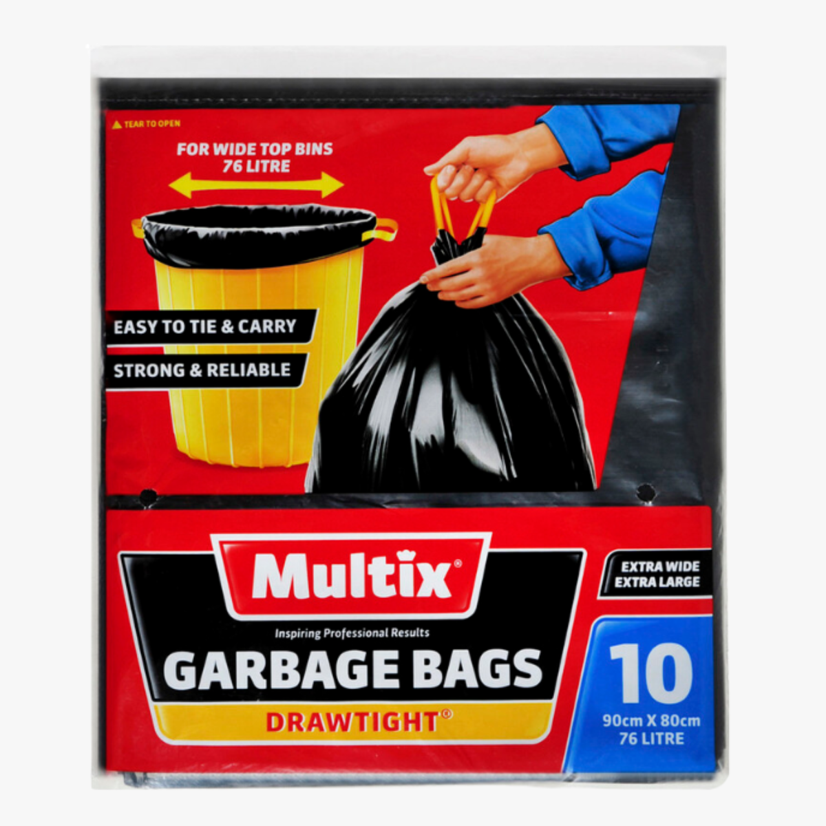Extra Large Extra Wide Garbage Bags 90cm x 80cm (76l) (10 pack) - Multix