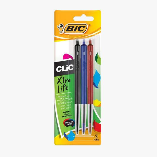 Clic Retractable Ballpoint Pens Assorted 3 Pack - Bic