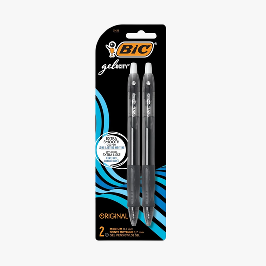 Gelocity Gel Pens Black 2 Pack - Bic