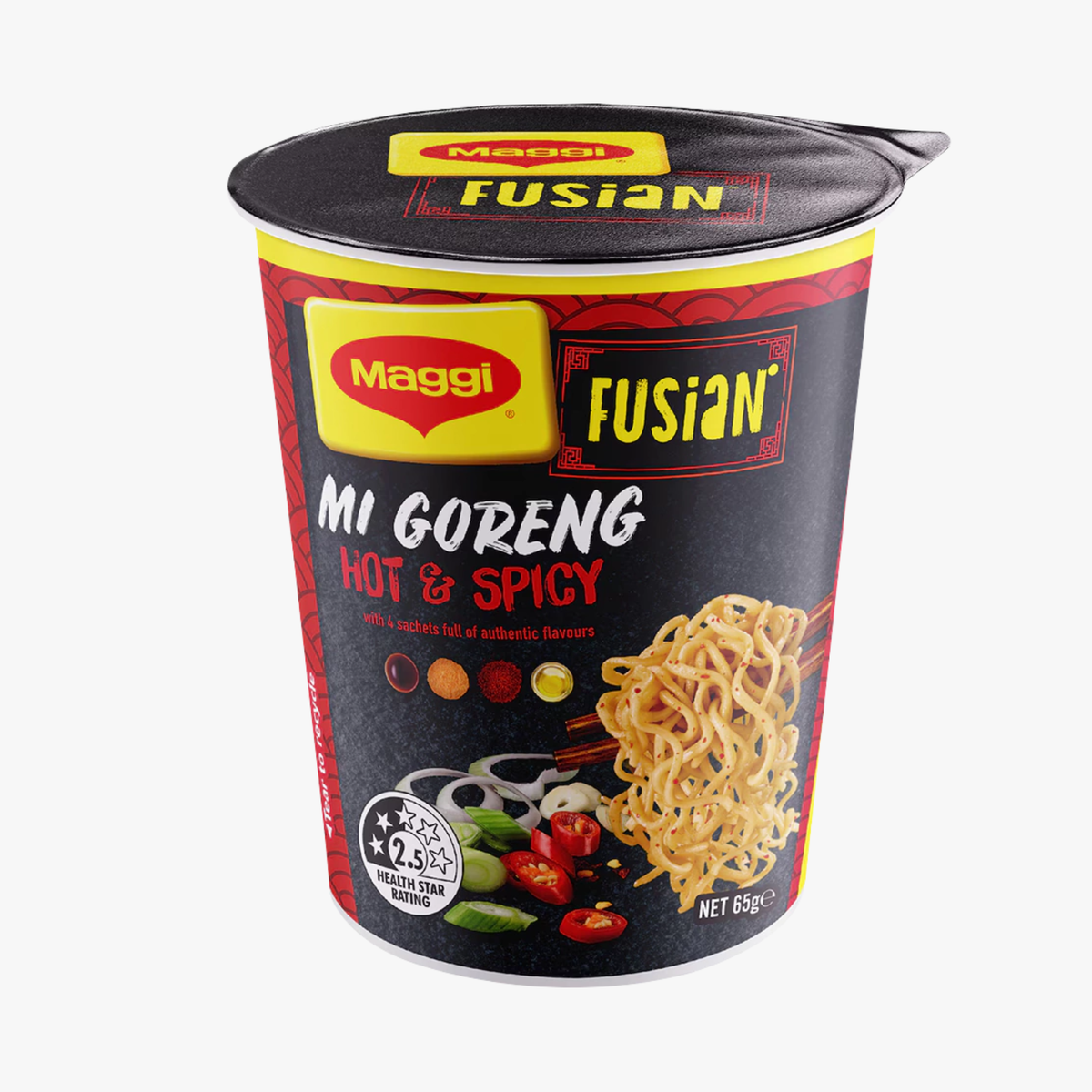 Fusian Mi Goreng Instant Cup Noodles Hot & Spicy 65g - Maggi