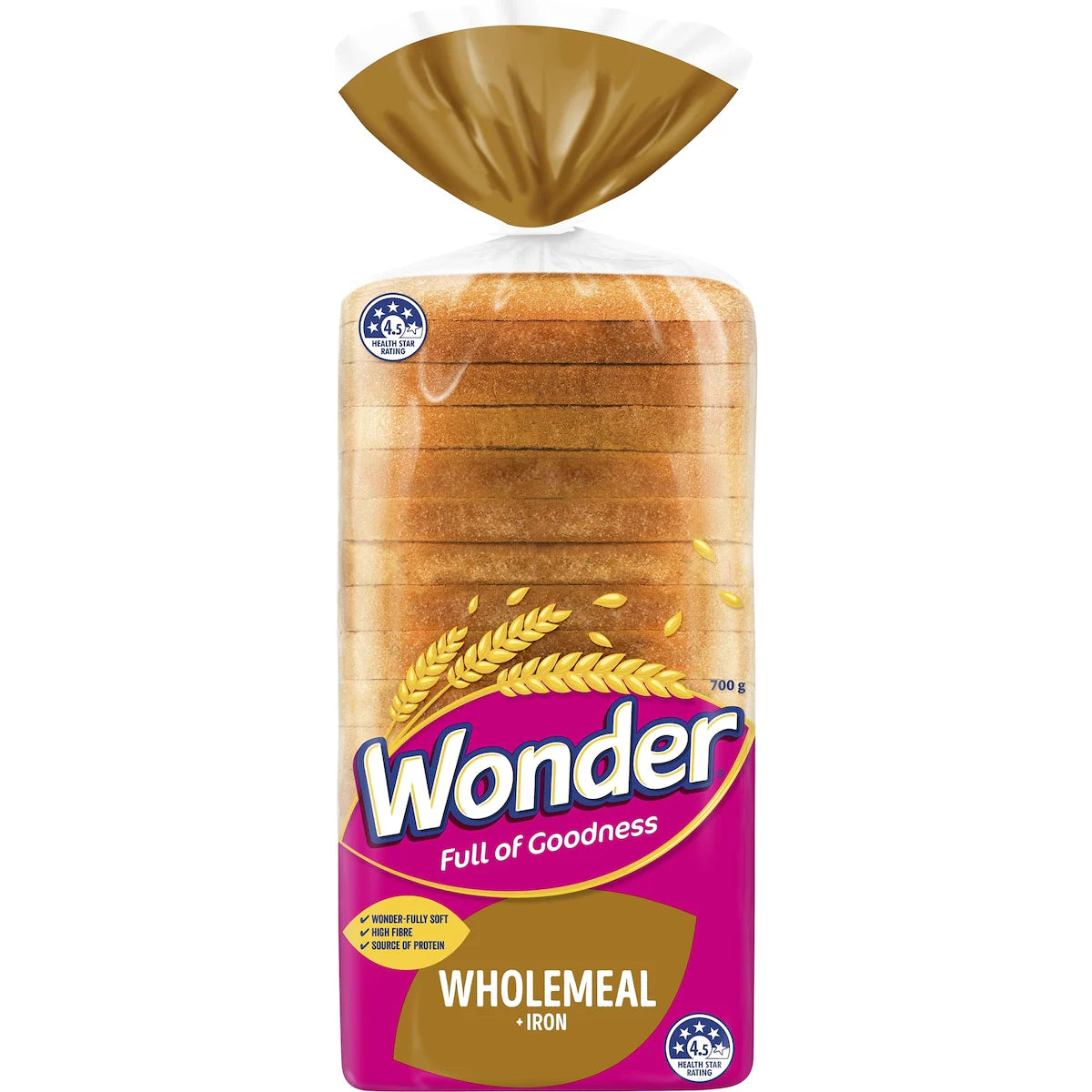 Wonder White Bread Wholemeal + Iron 700g